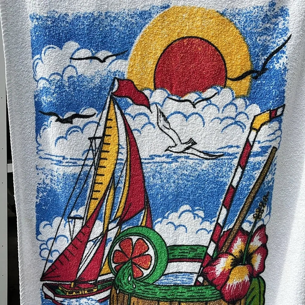Vintage 1980s / 1990s Puerto Vallarta Mexico Beach Towel